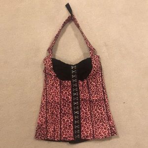 Corset Top Pink Leopard Print